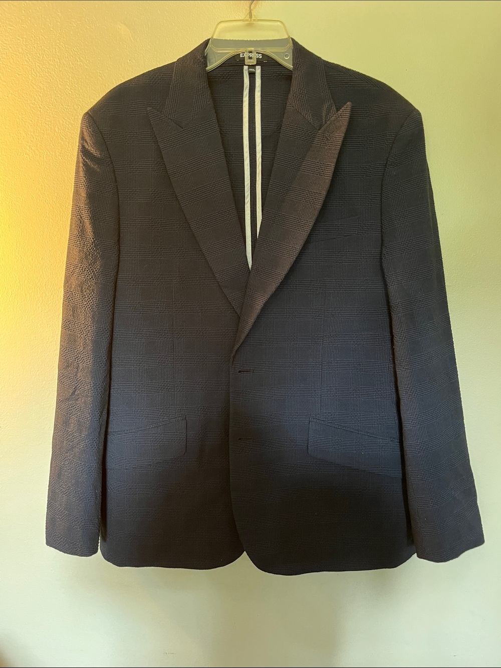 Express Textured Navy Single-Breasted Blazer